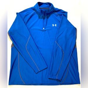 Under Armour Mens Cold Gear Pullover 1/4 Zip Performance Blue/Gray Size XL GUC